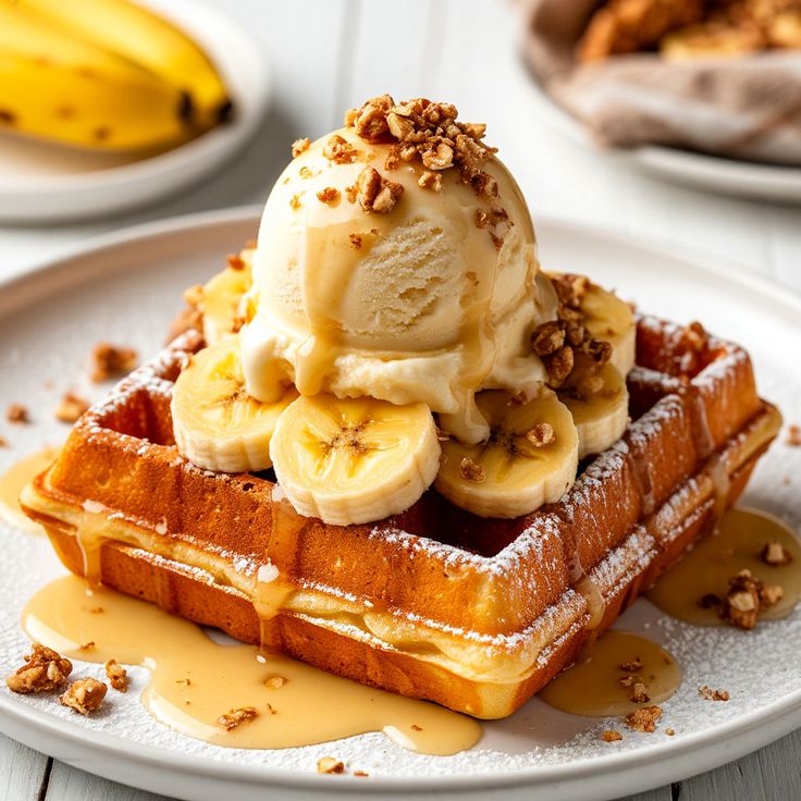 وافل مع بوظة